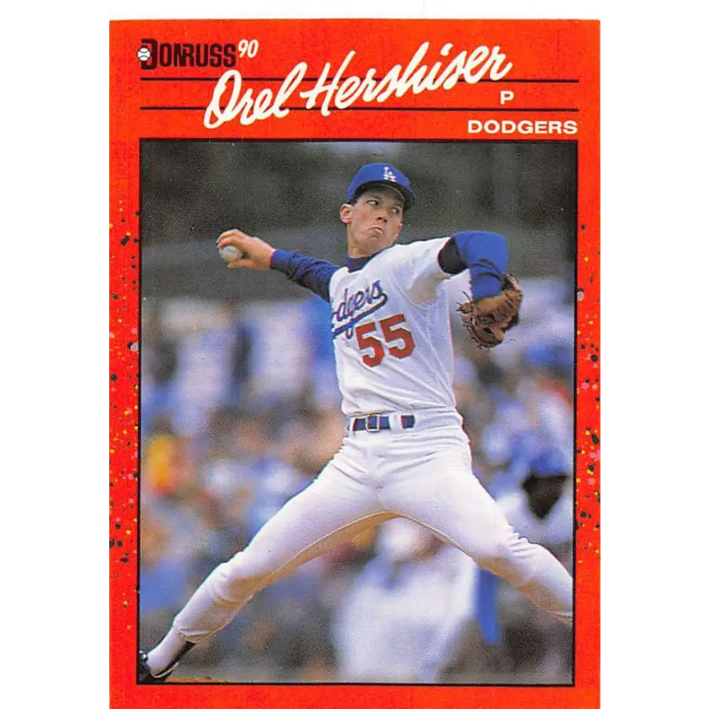 1990 Donruss #197 Orel Hershiser VG-EX Los Angeles Dodgers Baseball Card Image 1