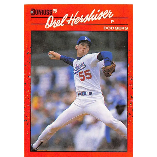 1990 Donruss #197 Orel Hershiser VG-EX Los Angeles Dodgers Baseball Card Image 1
