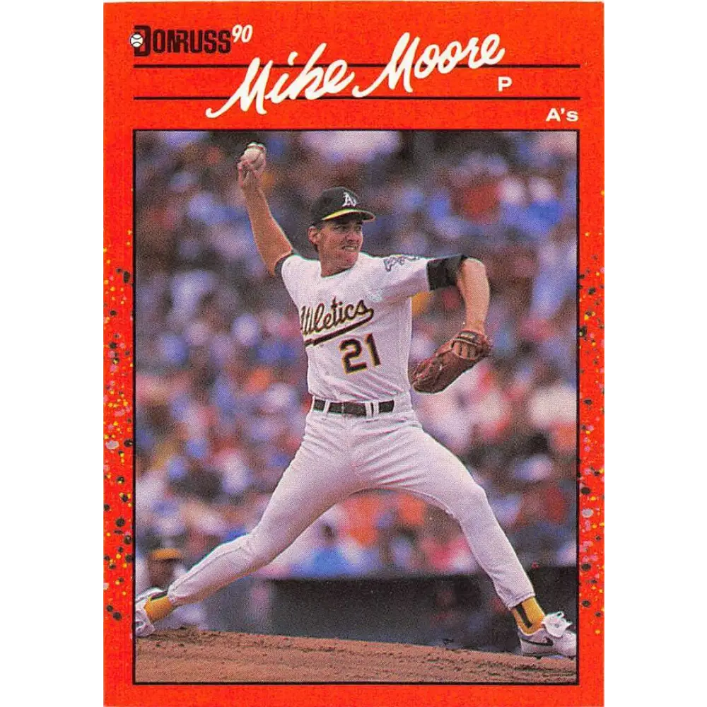 1990 Donruss #214 Mike Moore VG-EX Oakland Athletics Baseball Card Image 1