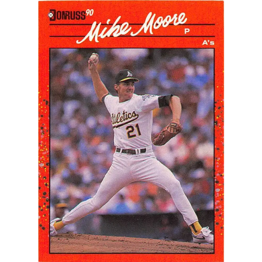 1990 Donruss #214 Mike Moore VG-EX Oakland Athletics Baseball Card Image 1