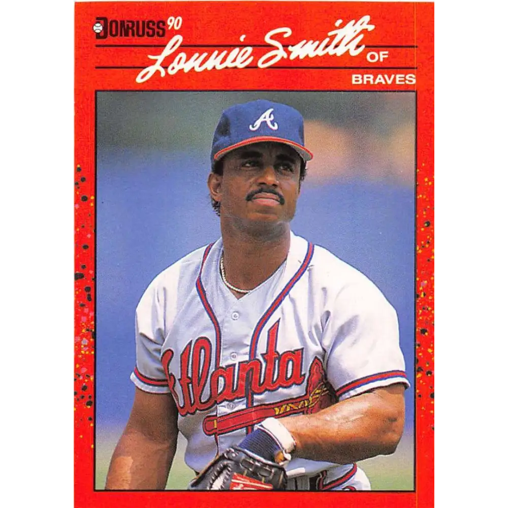 1990 Donruss #222 Lonnie Smith VG-EX Atlanta Braves Baseball Card Image 1