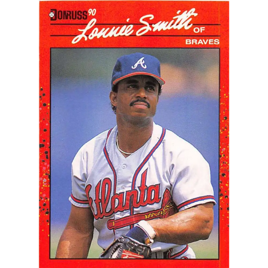 1990 Donruss #222 Lonnie Smith VG-EX Atlanta Braves Baseball Card Image 1