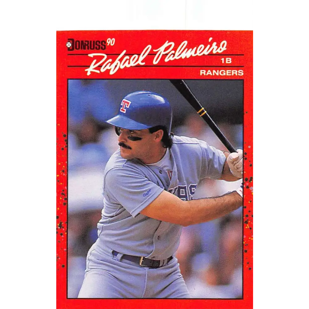 1990 Donruss #225 Rafael Palmeiro VG-EX Texas Rangers Baseball Card Image 1