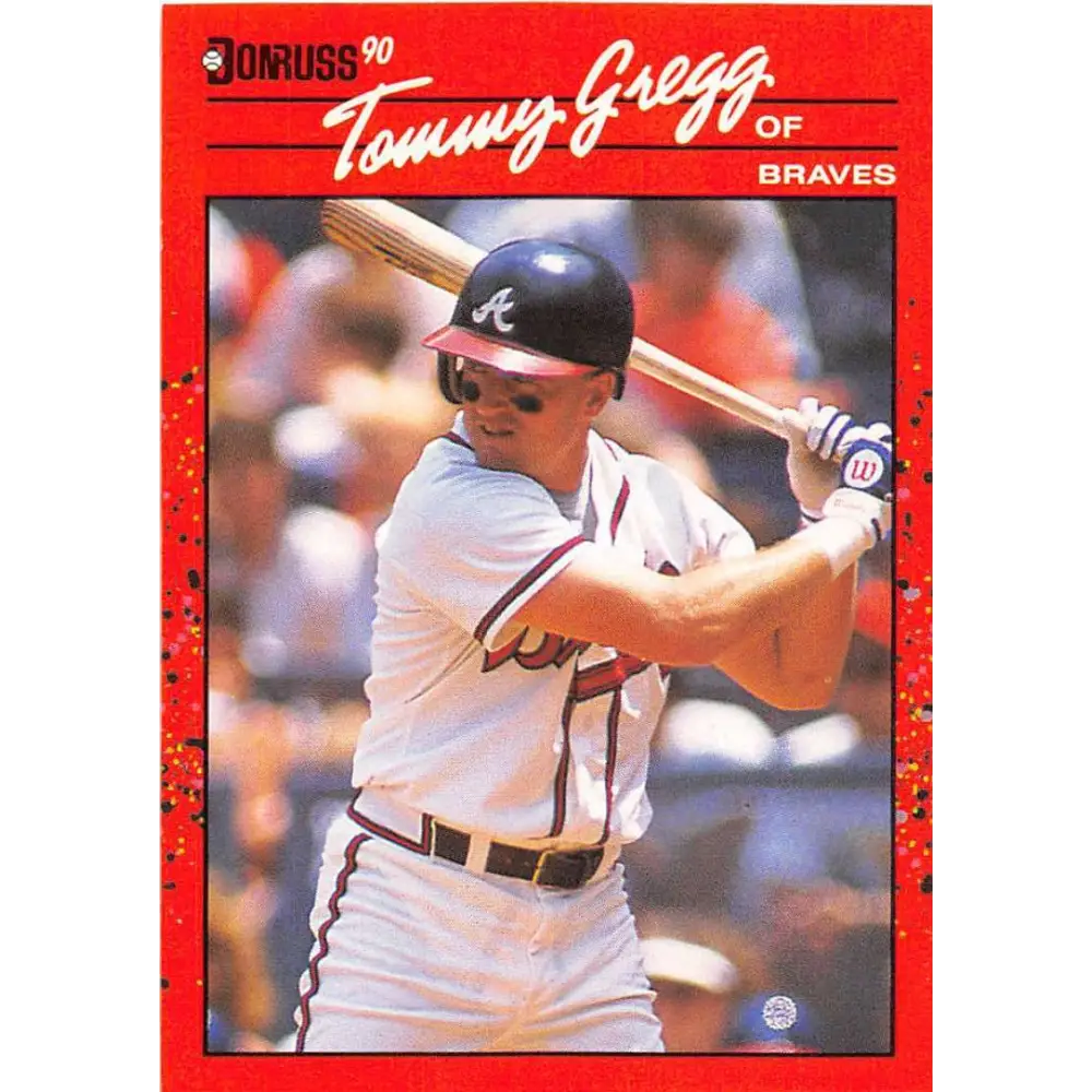 1990 Donruss #239 Tommy Gregg VG-EX Atlanta Braves Baseball Card Image 1