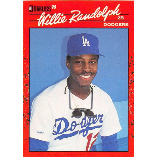 1990 Donruss #250 Willie Randolph VG-EX Los Angeles Dodgers Baseball Card Image 1