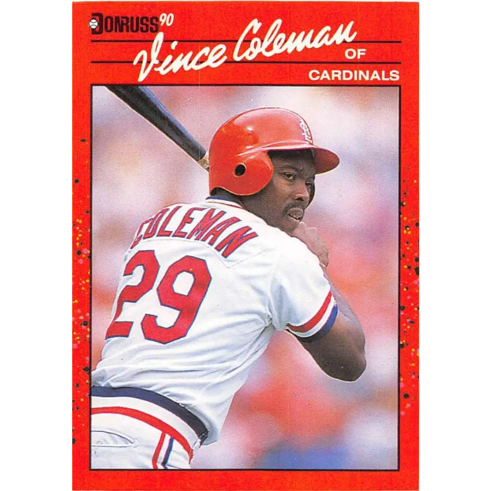 1990 Donruss #279 Vince Coleman VG-EX St. Louis Cardinals Baseball Card Image 1