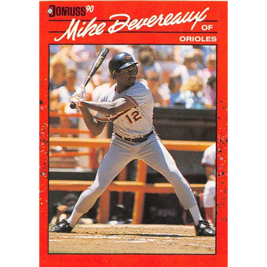 1990 Donruss #282 Mike Devereaux VG-EX Baltimore Orioles Baseball Card Image 1