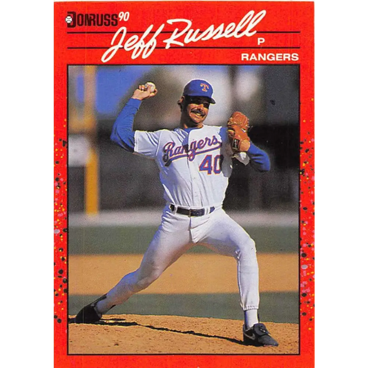 1990 Donruss #284 Jeff Russell VG-EX Texas Rangers Baseball Card Image 1