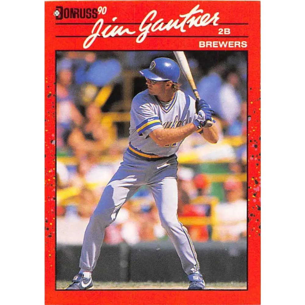 1990 Donruss #291 Jim Gantner VG-EX Milwaukee Brewers Baseball Card Image 1