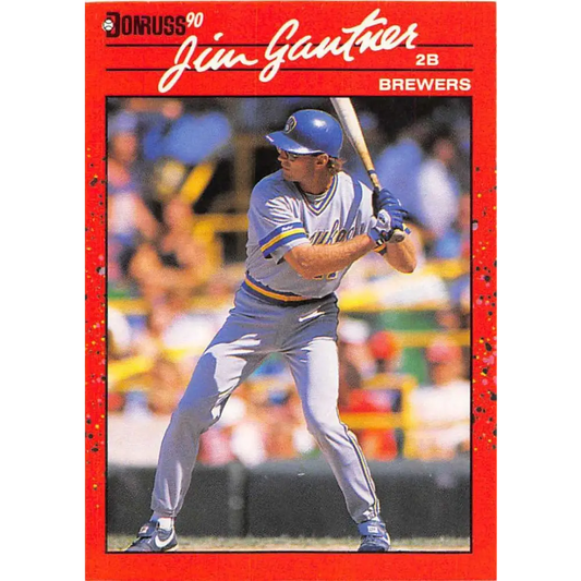 1990 Donruss #291 Jim Gantner VG-EX Milwaukee Brewers Baseball Card Image 1