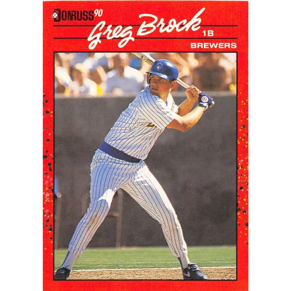 1990 Donruss #293 Greg Brock VG-EX Milwaukee Brewers Baseball Card Image 1