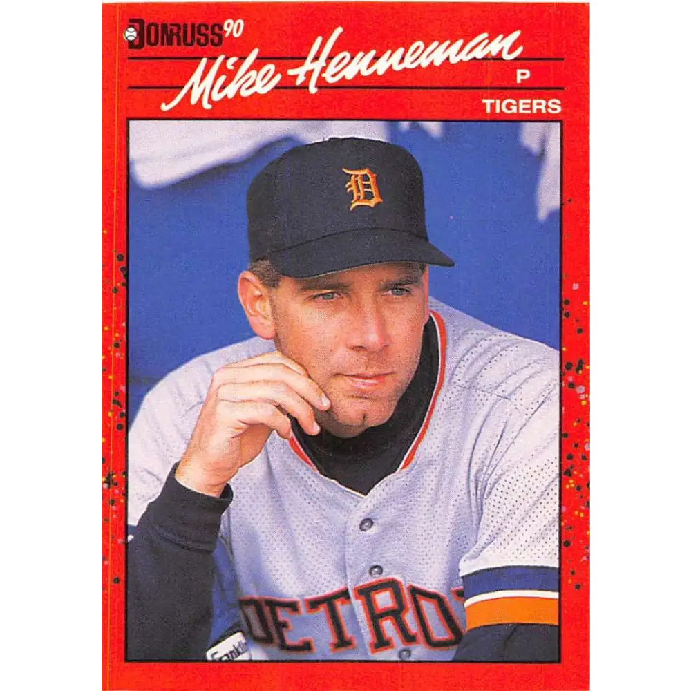 1990 Donruss #296 Mike Henneman VG-EX Detroit Tigers Baseball Card Image 1