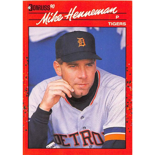 1990 Donruss #296 Mike Henneman VG-EX Detroit Tigers Baseball Card Image 1