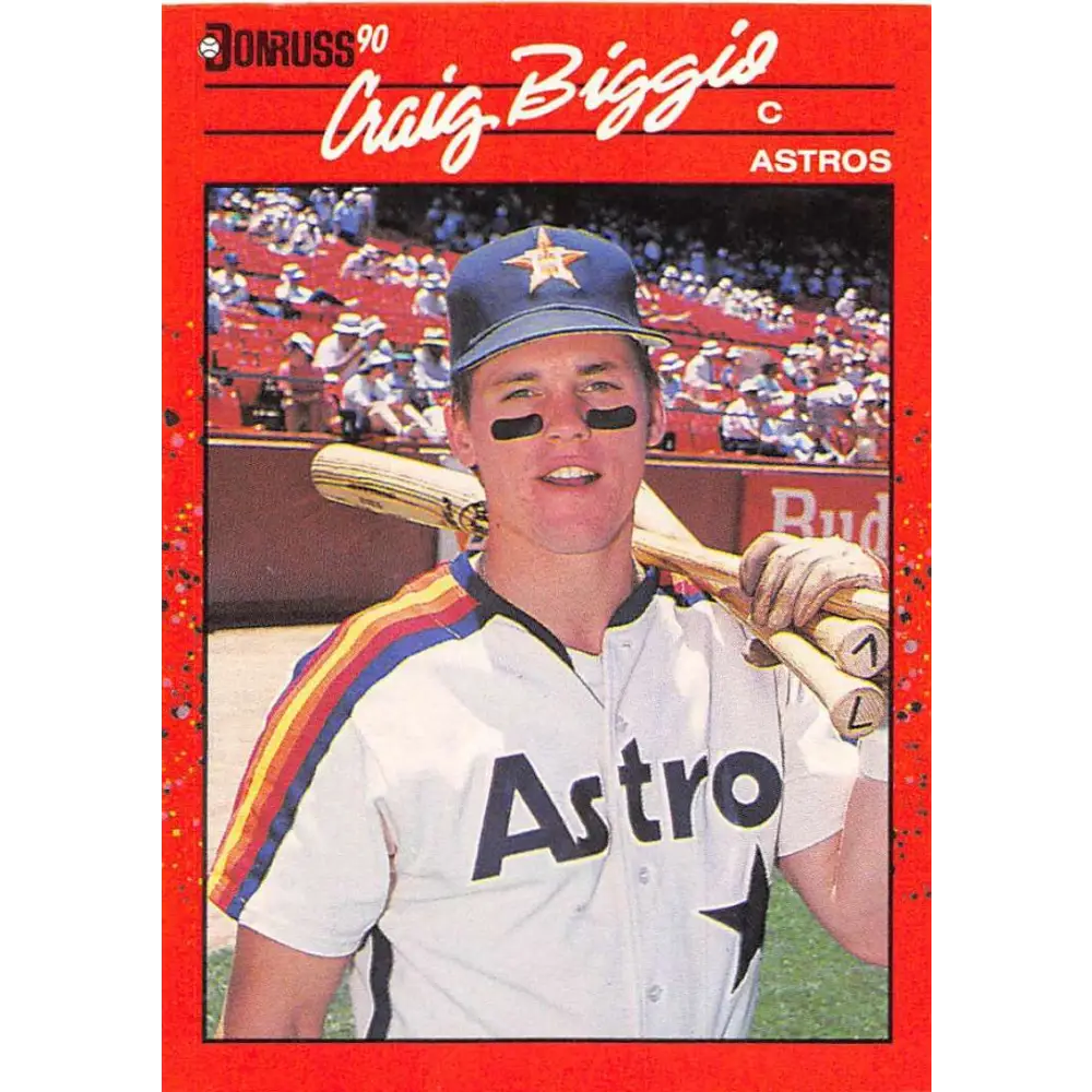 1990 Donruss #306 Craig Biggio VG-EX Houston Astros Baseball Card Image 1