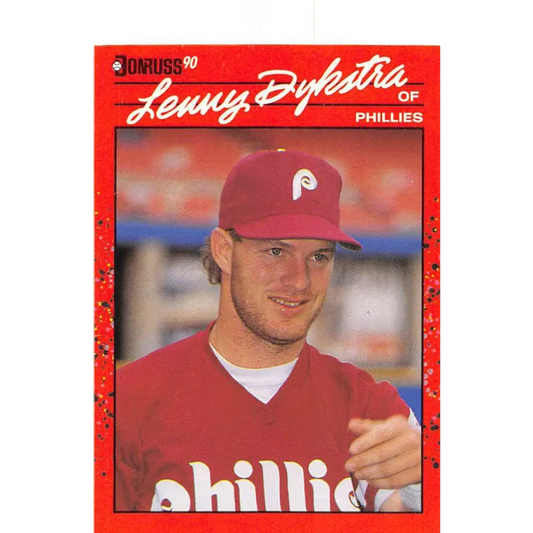 1990 Donruss #313 Lenny Dykstra VG-EX Philadelphia Phillies Baseball Card Image 1