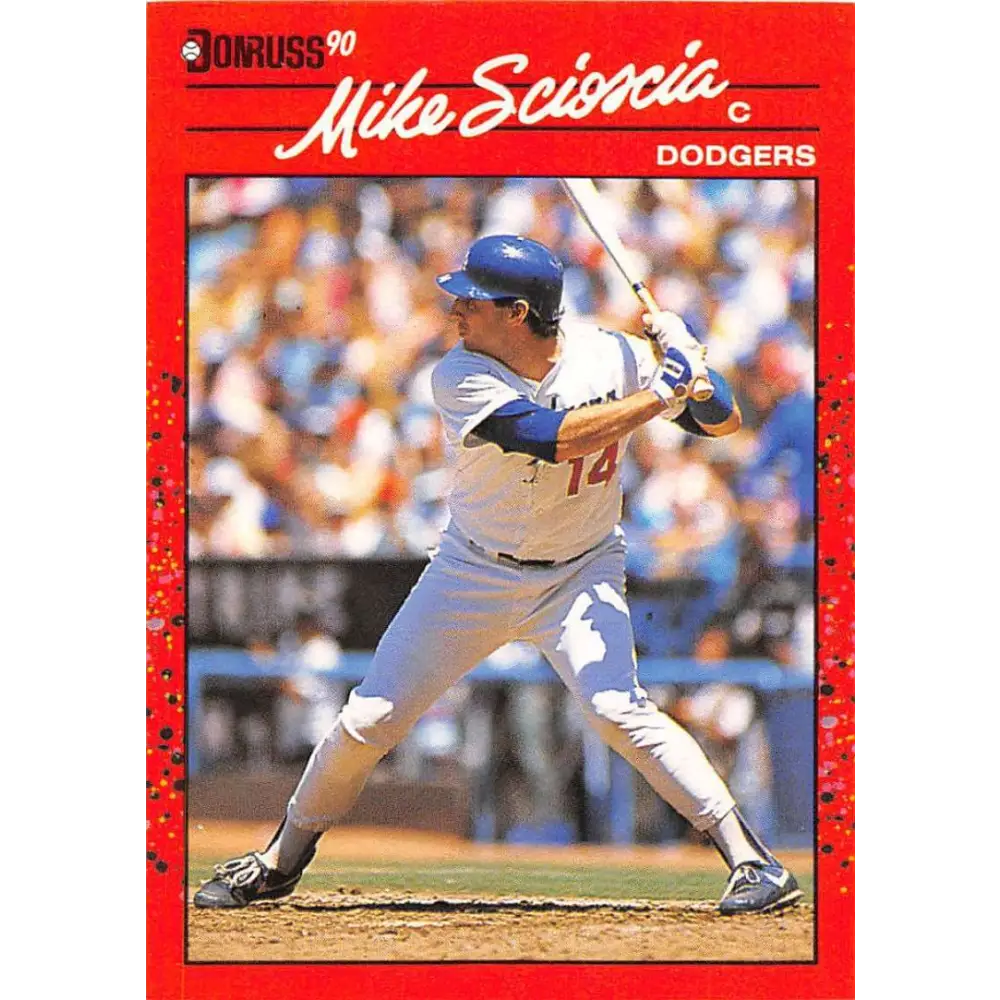 1990 Donruss #316 Mike Scioscia VG-EX Los Angeles Dodgers Baseball Card Image 1