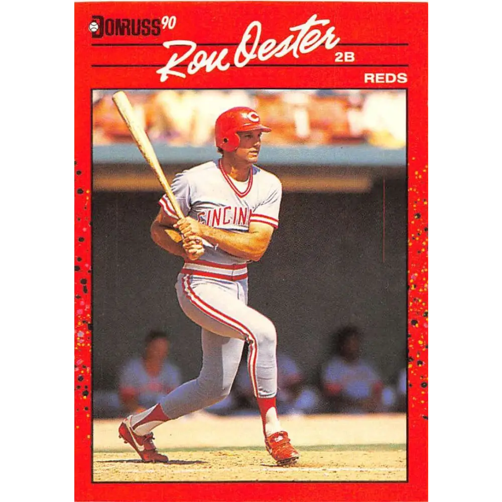 1990 Donruss #317 Ron Oester VG-EX Cincinnati Reds Baseball Card Image 1