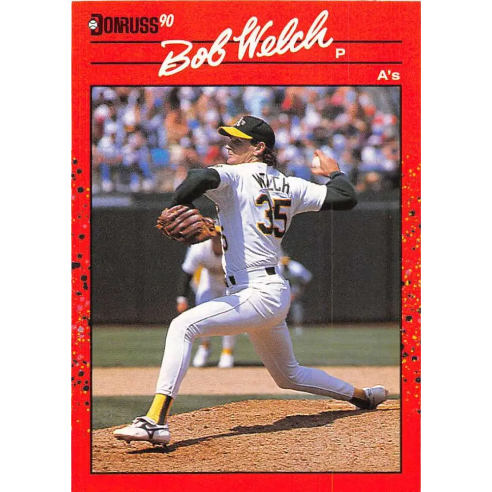 1990 Donruss #332 Bob Welch VG-EX Oakland Athletics Baseball Card Image 1