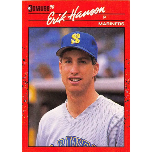 1990 Donruss #345 Erik Hanson VG-EX Seattle Mariners Baseball Card Image 1