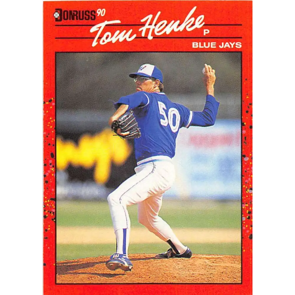 1990 Donruss #349 Tom Henke VG-EX Toronto Blue Jays Baseball Card Image 1