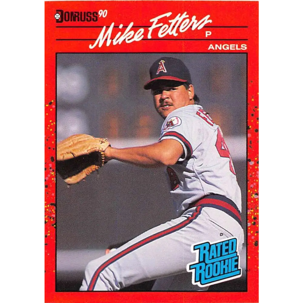 1990 Donruss #35 Mike Fetters VG-EX RC Rookie California Angels Baseball Card Image 1