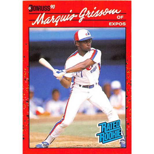 1990 Donruss #36 Marquis Grissom VG-EX RC Rookie Montreal Expos Baseball Card Image 1