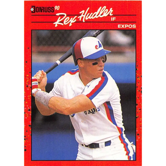 1990 Donruss #366 Rex Hudler VG-EX Montreal Expos Baseball Card Image 1