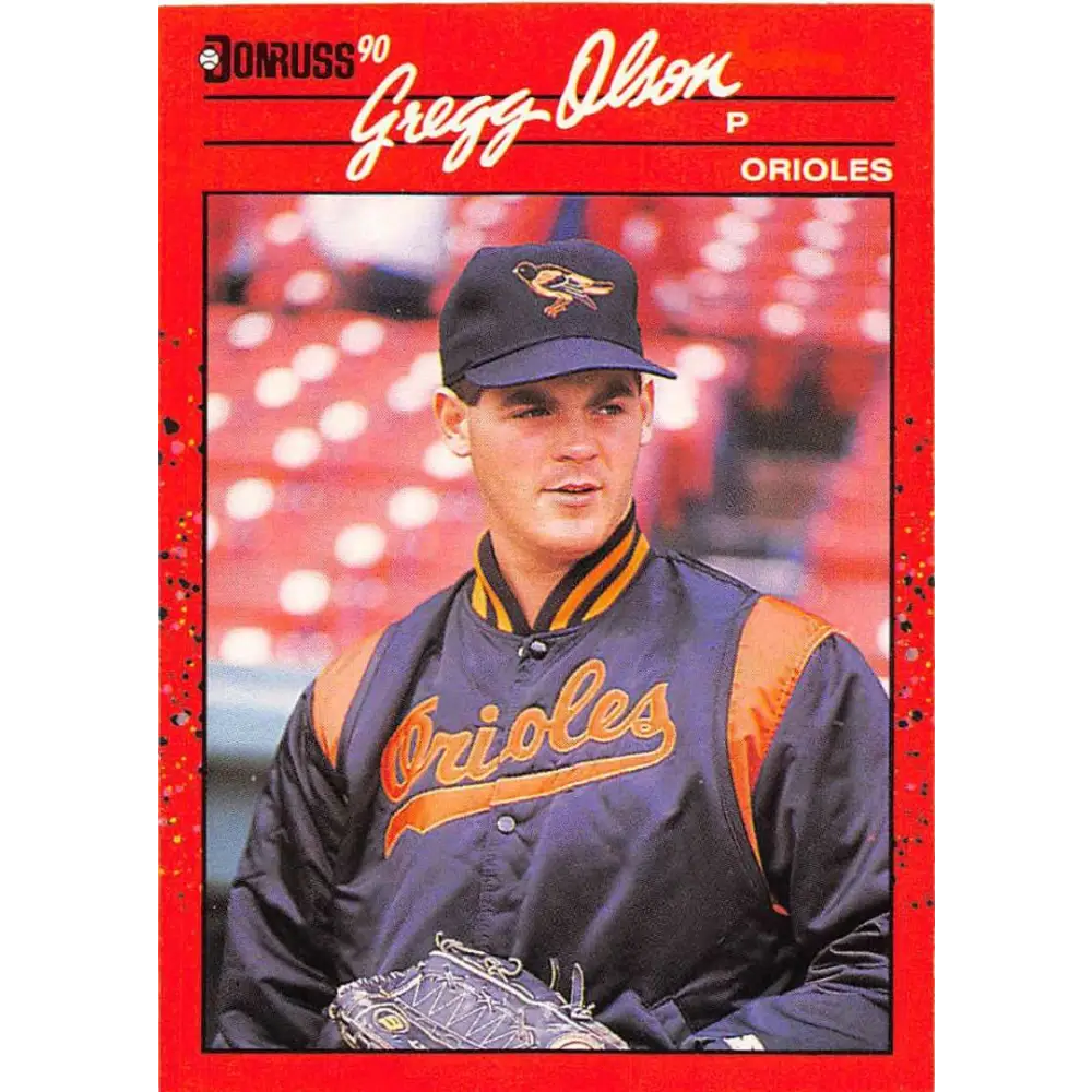 1990 Donruss #377 Gregg Olson VG-EX Baltimore Orioles Baseball Card Image 1