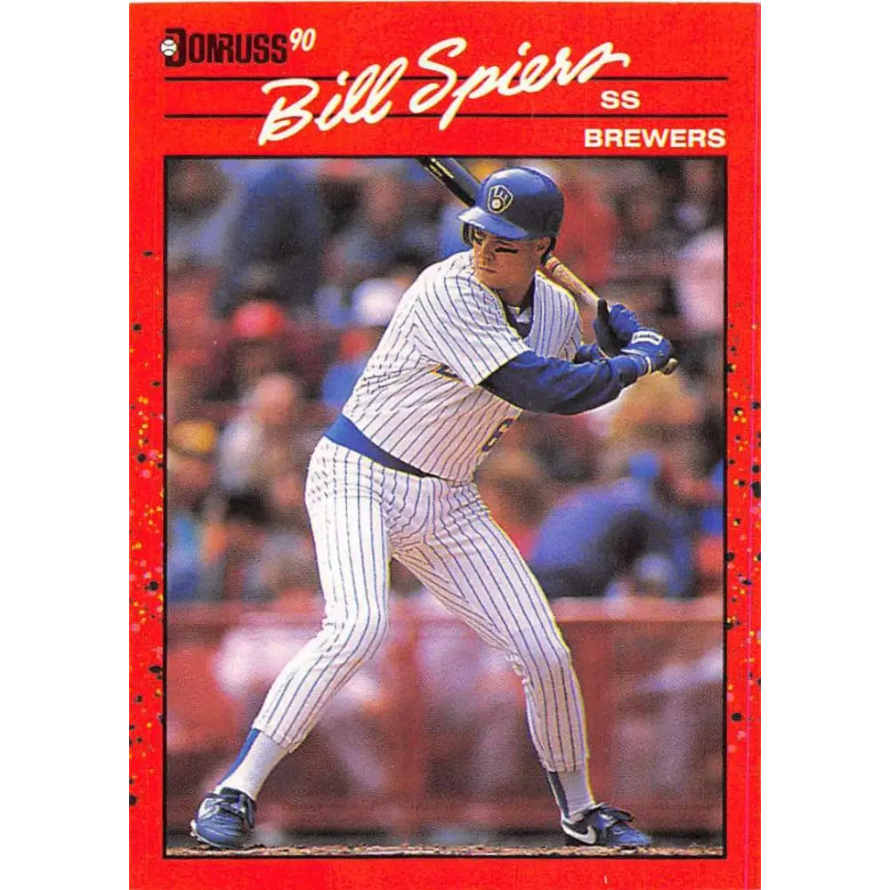 1990 Donruss #382 Bill Spiers VG-EX Milwaukee Brewers Baseball Card Image 1