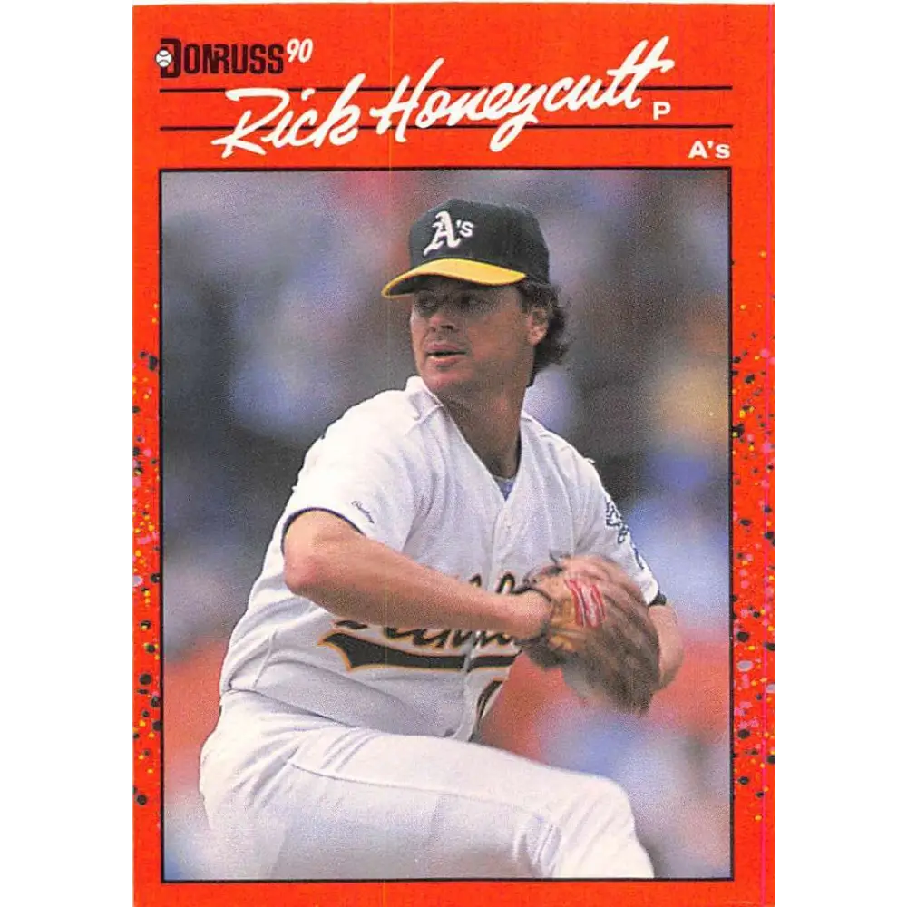 1990 Donruss #386 Rick Honeycutt VG-EX Oakland Athletics Baseball Card Image 1