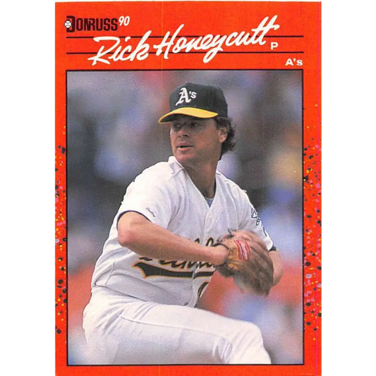 1990 Donruss #386 Rick Honeycutt VG-EX Oakland Athletics Baseball Card Image 1