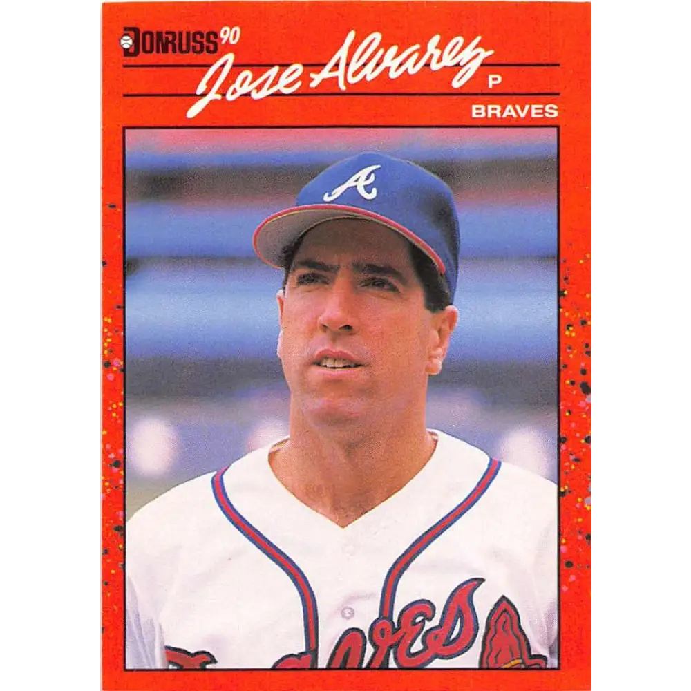 1990 Donruss #389 Jose Alvarez VG-EX Atlanta Braves Baseball Card Image 1