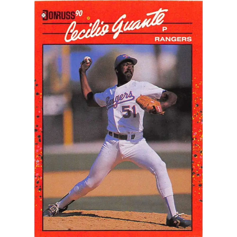 1990 Donruss #403 Cecilio Guante VG-EX Texas Rangers Baseball Card Image 1
