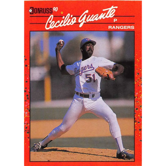 1990 Donruss #403 Cecilio Guante VG-EX Texas Rangers Baseball Card Image 1