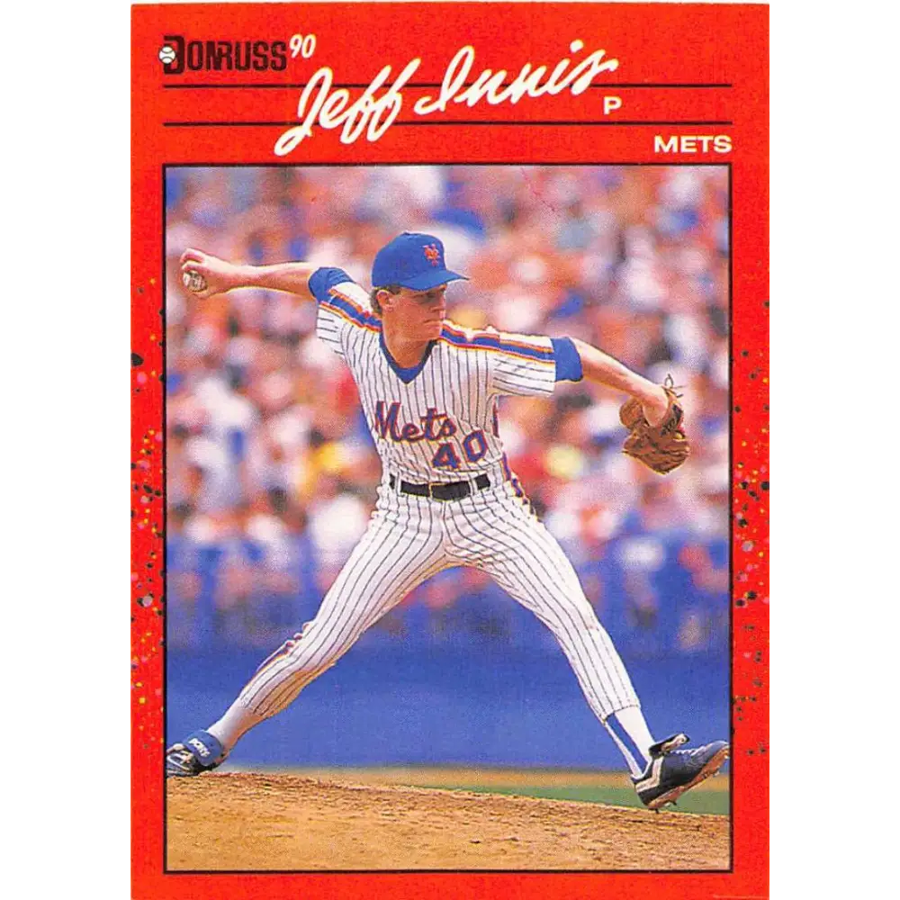 1990 Donruss #408 Jeff Innis VG-EX RC Rookie New York Mets Baseball Card Image 1