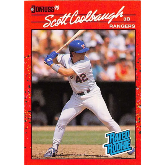 1990 Donruss #43 Scott Coolbaugh VG-EX RC Rookie Texas Rangers Baseball Card Image 1