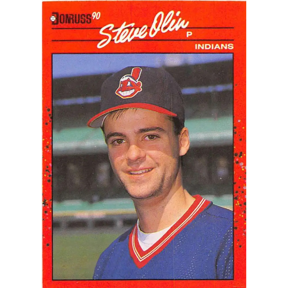1990 Donruss #438 Steve Olin VG-EX RC Rookie Cleveland Indians Baseball Card Image 1