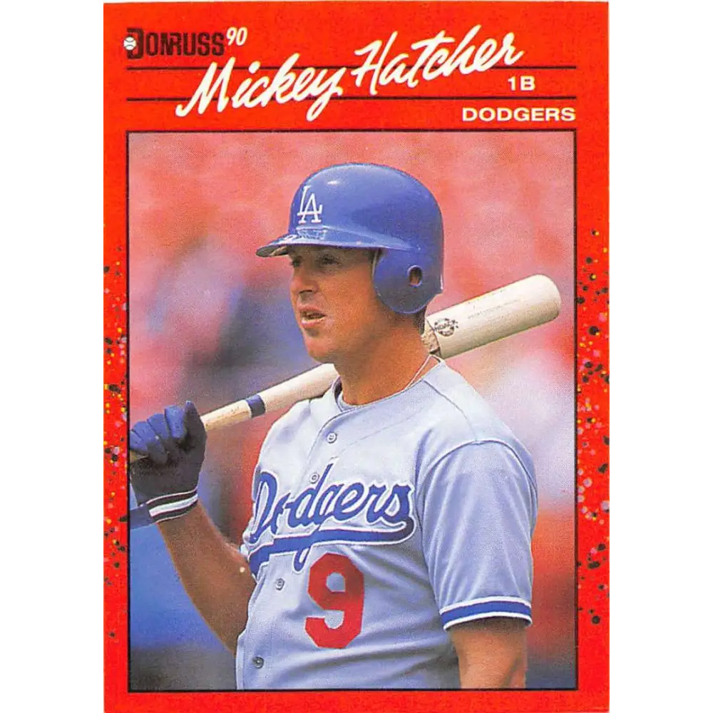 1990 Donruss #439 Mickey Hatcher VG-EX Los Angeles Dodgers Baseball Card Image 1