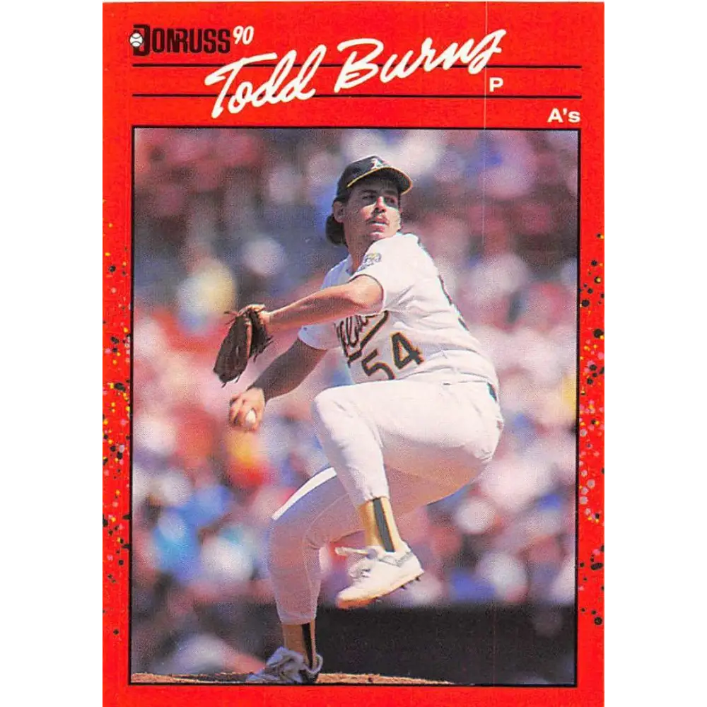 1990 Donruss #446 Todd Burns VG-EX Oakland Athletics Baseball Card Image 1