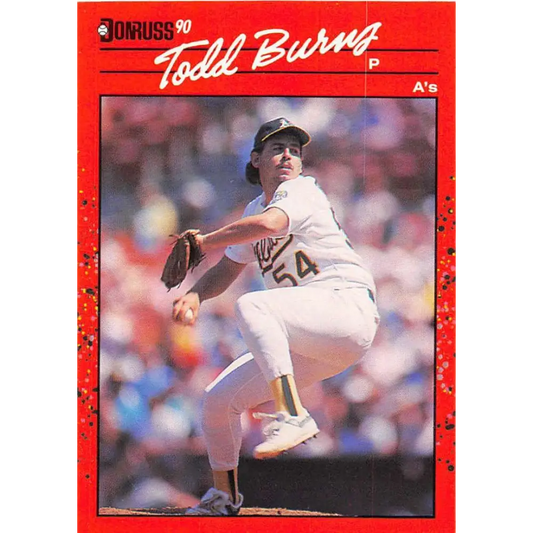 1990 Donruss #446 Todd Burns VG-EX Oakland Athletics Baseball Card Image 1