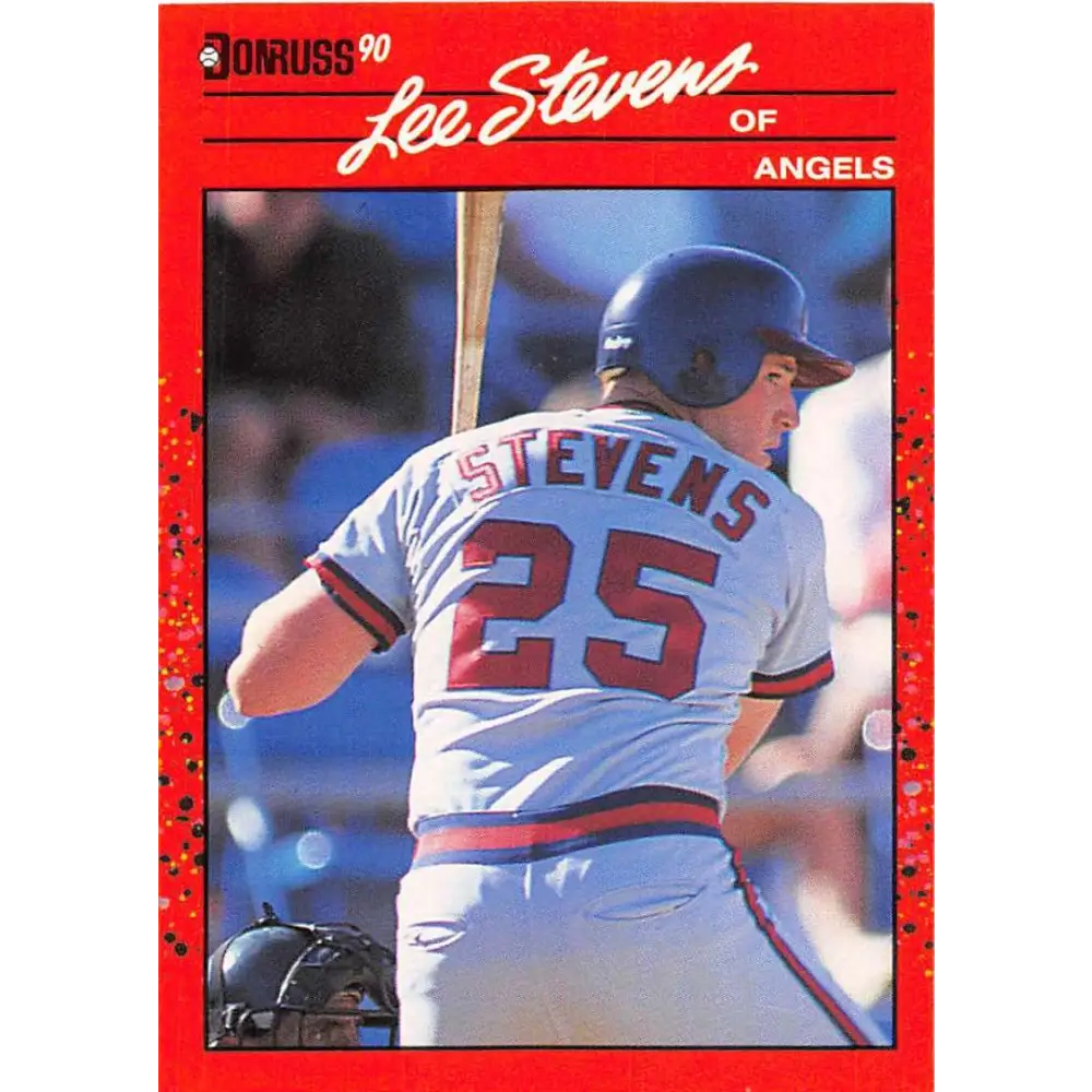 1990 Donruss #449 Lee Stevens VG-EX RC Rookie California Angels Baseball Card Image 1