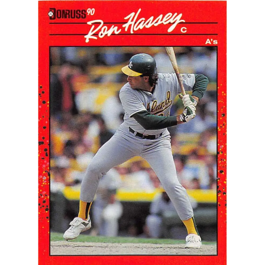 1990 Donruss #450 Ron Hassey VG-EX Oakland Athletics Baseball Card Image 1