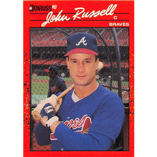1990 Donruss #458 John Russell VG-EX Atlanta Braves Baseball Card Image 1