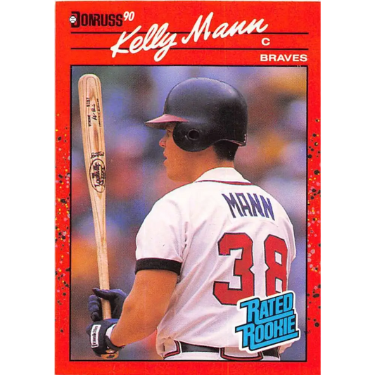 1990 Donruss #46 Kelly Mann DP VG-EX RC Rookie Atlanta Braves Baseball Card Image 1