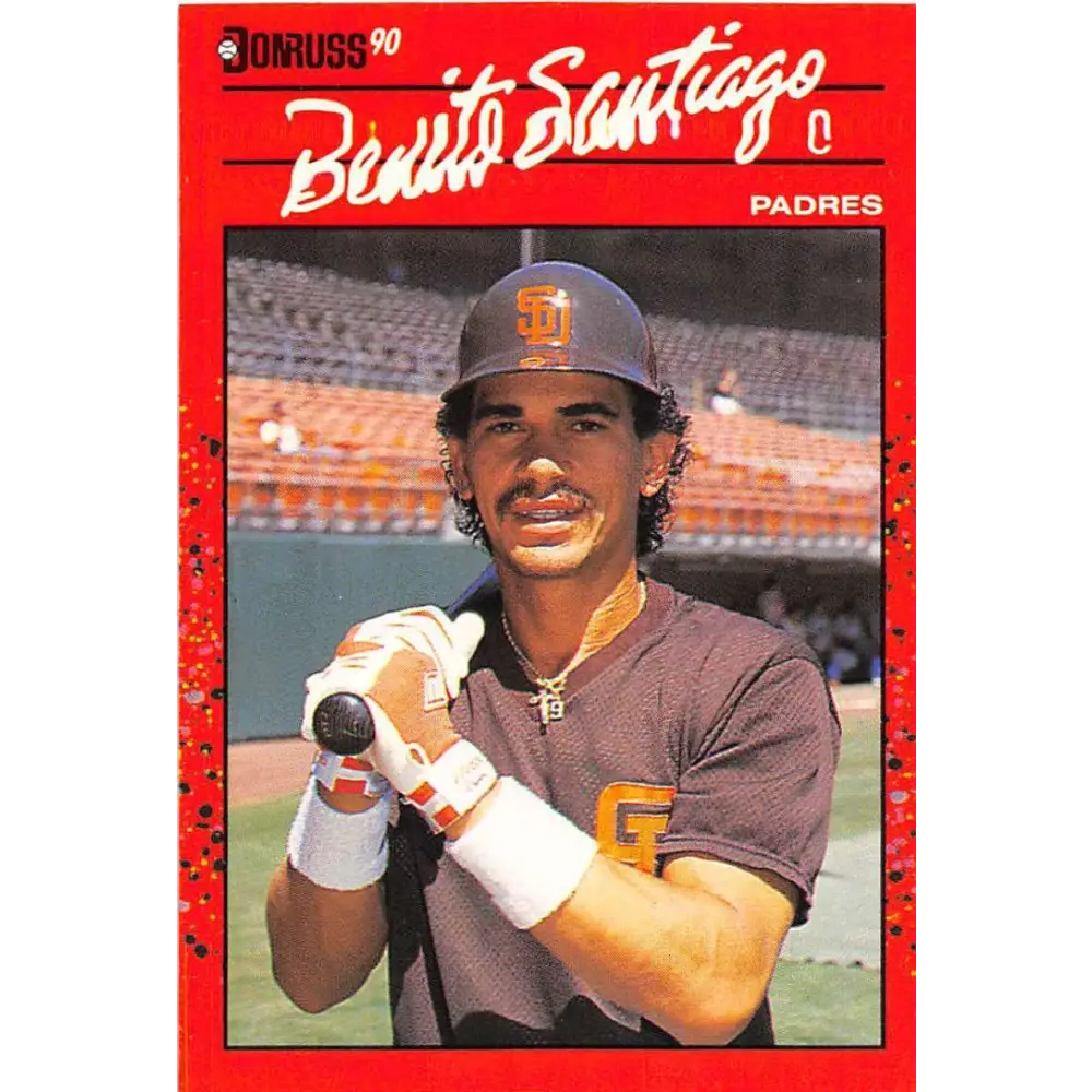 1990 Donruss #465 Benito Santiago VG-EX San Diego Padres Baseball Card Image 1