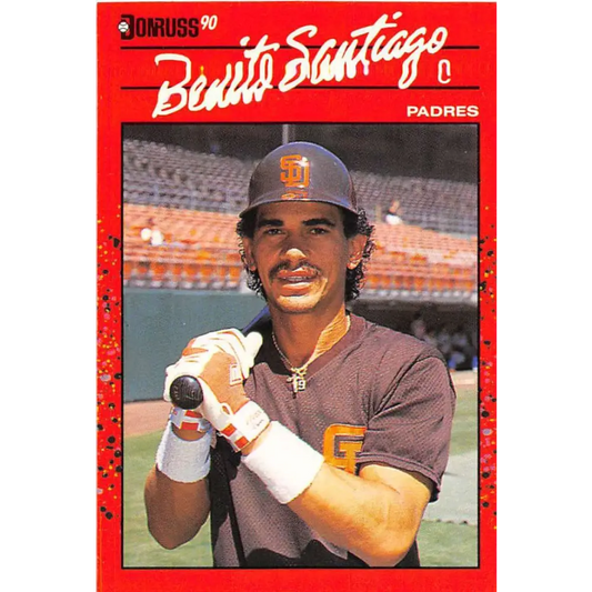 1990 Donruss #465 Benito Santiago VG-EX San Diego Padres Baseball Card Image 1