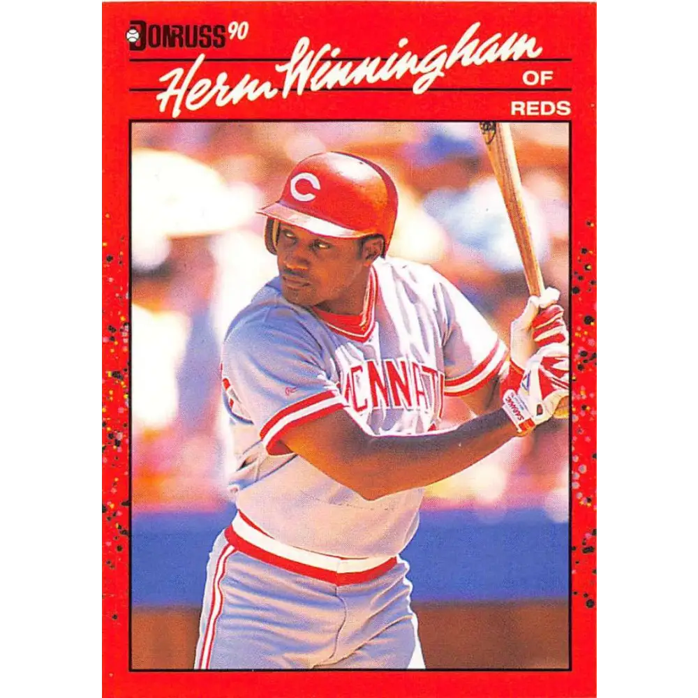 1990 Donruss #478 Herm Winningham VG-EX Cincinnati Reds Baseball Card Image 1