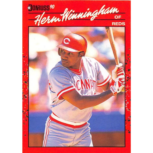 1990 Donruss #478 Herm Winningham VG-EX Cincinnati Reds Baseball Card Image 1