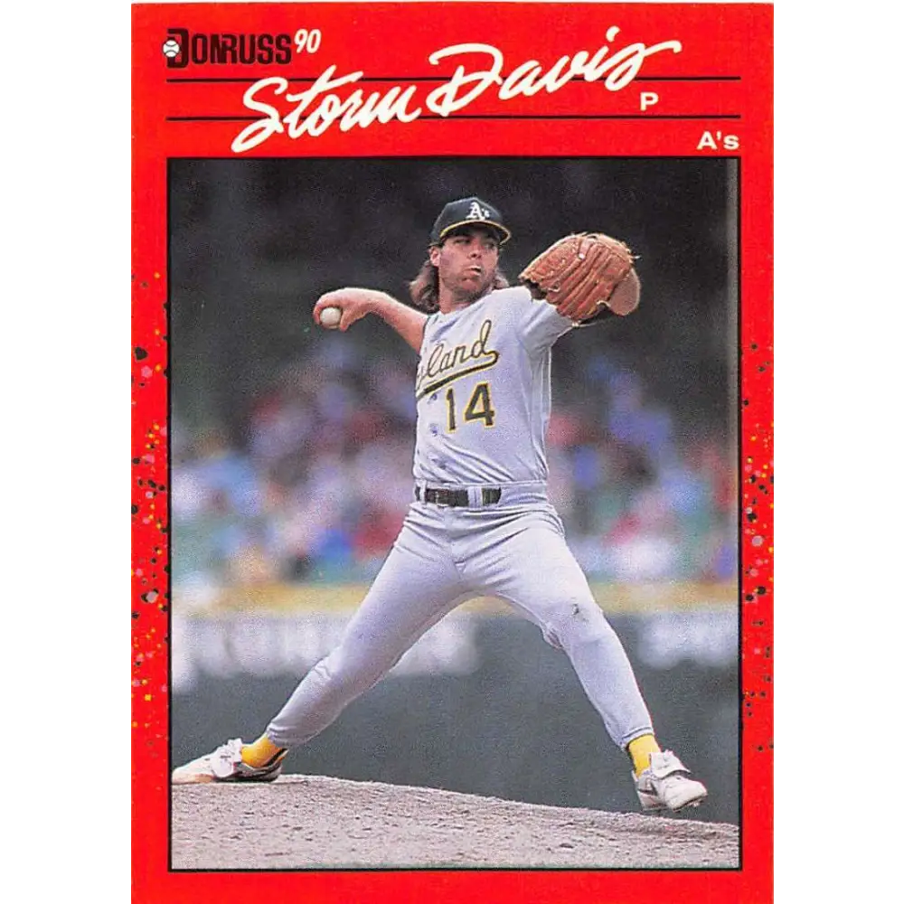 1990 Donruss #479 Storm Davis VG-EX Oakland Athletics Baseball Card Image 1