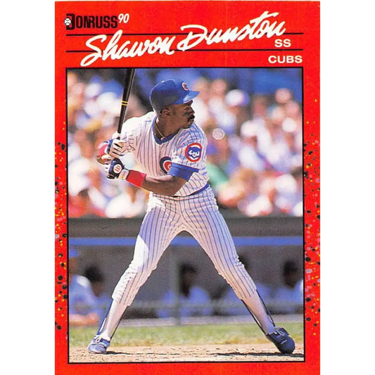 1990 Donruss #49 Shawon Dunston VG-EX Chicago Cubs Baseball Card Image 1